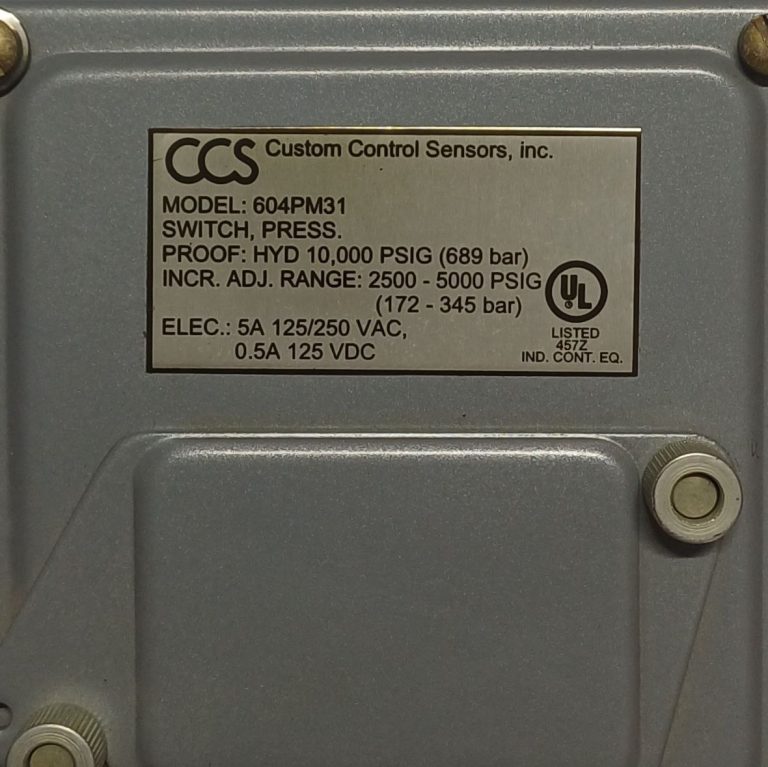 سوییچ فشار CCS مدل 604PM31 برای کنترل فشار بالا در سیستم‌های صنعتی